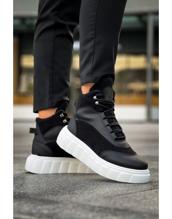 Knack Yüksek Taban 104 Siyah (beyaz Taban) Erkek Bot