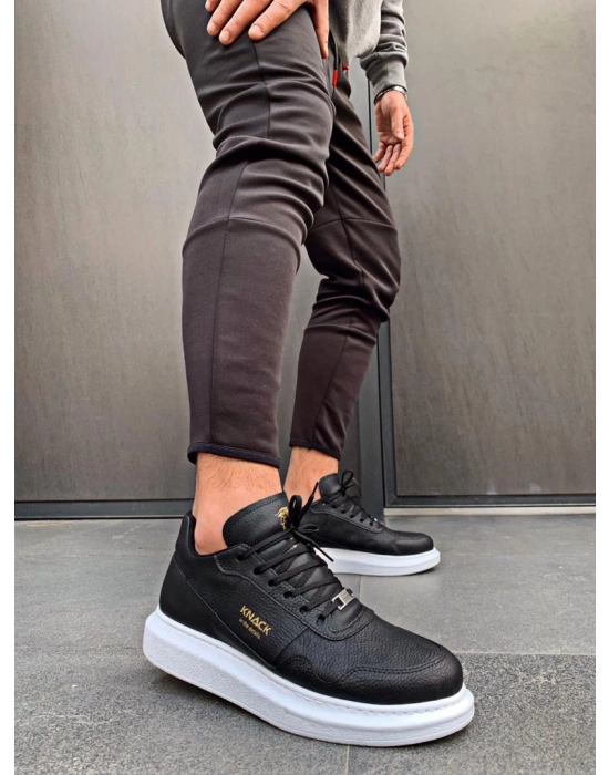 Knack Yüksek Taban Günlük Ayakkabı 040 Siyah (Beyaz Taban)