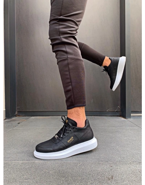 Knack Yüksek Taban Günlük Ayakkabı 040 Siyah (Beyaz Taban)