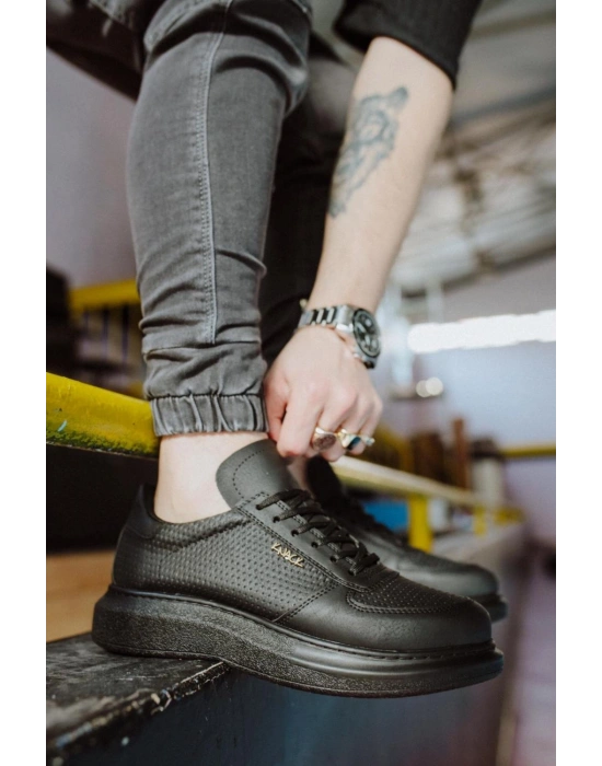 Knack Yüksek Taban Günlük Ayakkabı 042 Siyah (Siyah Taban)