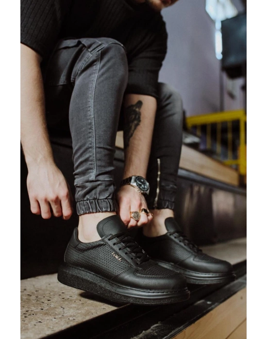 Knack Yüksek Taban Günlük Ayakkabı 042 Siyah (Siyah Taban)