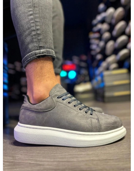Knack Yüksek Taban 044 Gri Süet (beyaz Taban) Erkek Günlük Ayakkabı