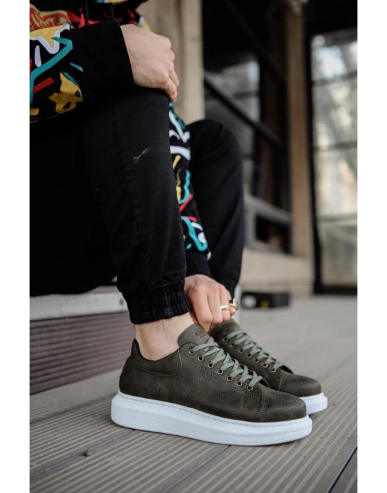 Knack Yüksek Taban 044 Haki Erkek Günlük Ayakkabı