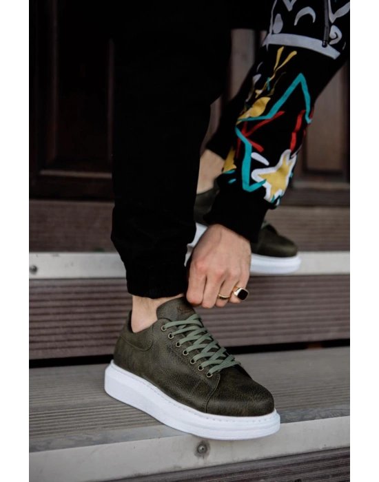 Knack Yüksek Taban 044 Haki Erkek Günlük Ayakkabı