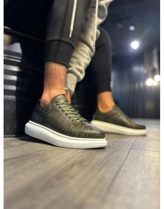 Knack Yüksek Taban 044 Haki (desenli) Erkek Günlük Ayakkabı