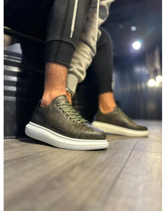 Knack Yüksek Taban Günlük Ayakkabı 044 Haki (Desenli)