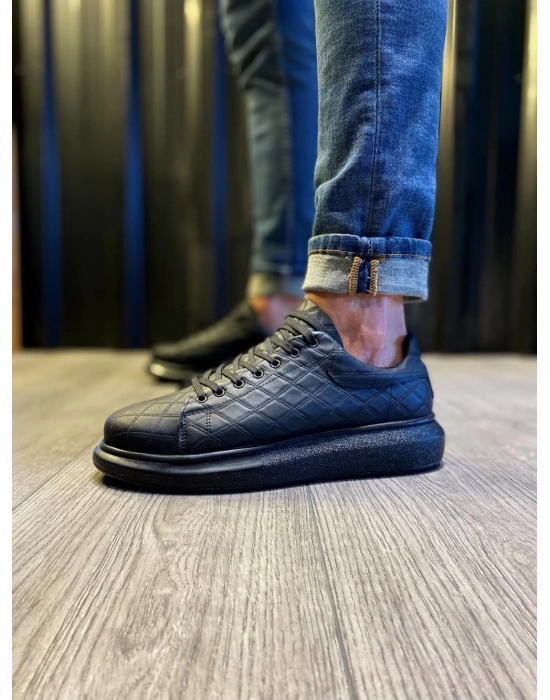 Knack Yüksek Taban 044 Kapi̇tone Siyah (siyah Taban) Erkek Günlük Ayakkabı