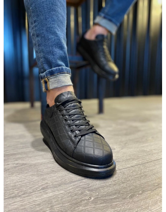 Knack Yüksek Taban 044 Kapi̇tone Siyah (siyah Taban) Erkek Günlük Ayakkabı