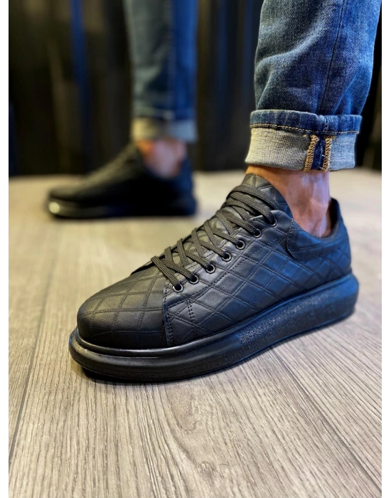 Knack Yüksek Taban Günlük Ayakkabı 044 KAPİTONE Siyah (Siyah Taban)