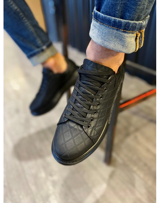 Knack Yüksek Taban Günlük Ayakkabı 044 KAPİTONE Siyah (Siyah Taban)