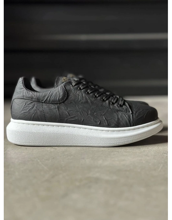 Knack Yüksek Taban 044 Siyah Beyaz Taban (desenli) Erkek Günlük Ayakkabı