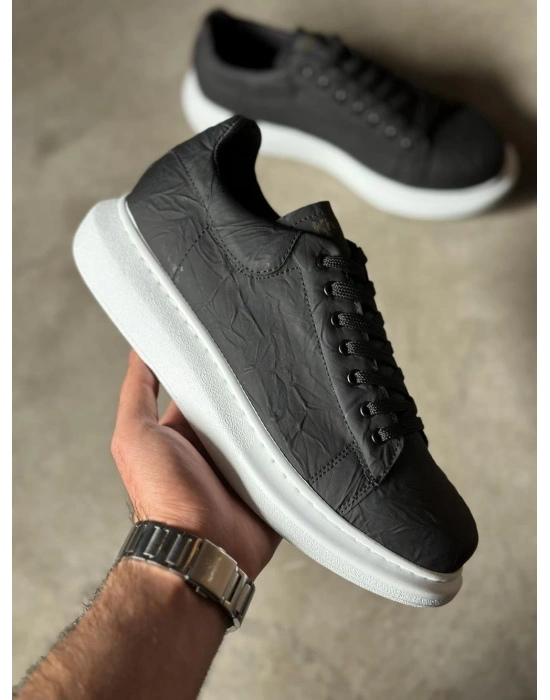 Knack Yüksek Taban 044 Siyah Beyaz Taban (desenli) Erkek Günlük Ayakkabı