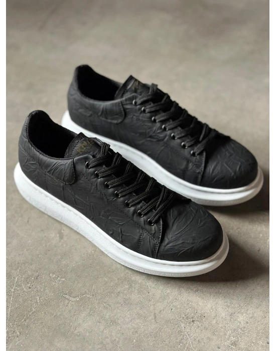 Knack Yüksek Taban Günlük Ayakkabı 044 Siyah Beyaz Taban (Desenli)