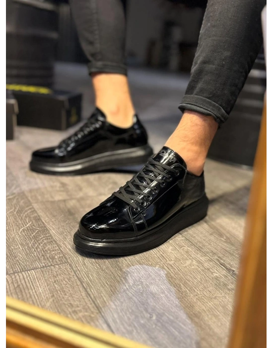 Knack Yüksek Taban 044 Siyah Rugan (siyah Taban) Erkek Günlük Ayakkabı