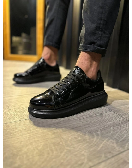 Knack Yüksek Taban 044 Siyah Rugan (siyah Taban) Erkek Günlük Ayakkabı