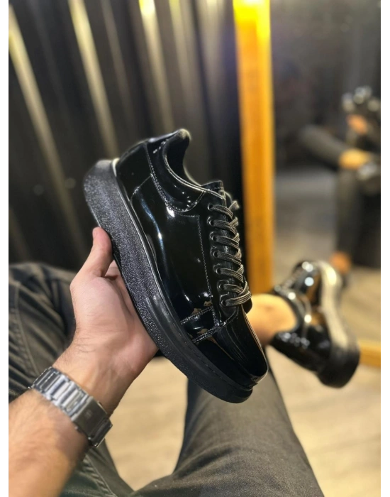 Knack Yüksek Taban Günlük Ayakkabı 044 Siyah Rugan (Siyah Taban)