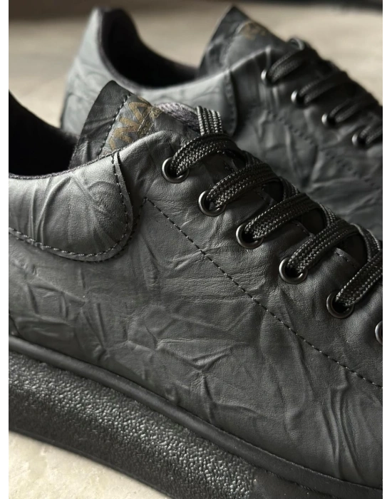 Knack Yüksek Taban 044 Siyah Siyah Taban (desenli) Erkek Günlük Ayakkabı