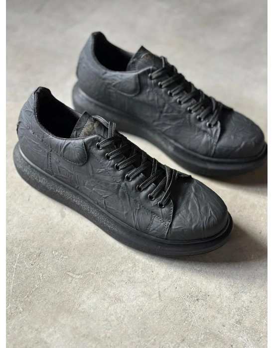 Knack Yüksek Taban Günlük Ayakkabı 044 Siyah Siyah Taban (Desenli)