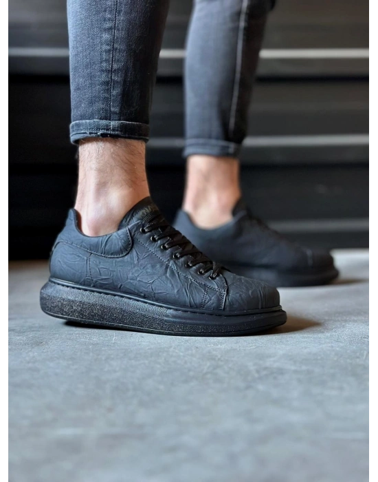 Knack Yüksek Taban Günlük Ayakkabı 044 Siyah Siyah Taban (Desenli)