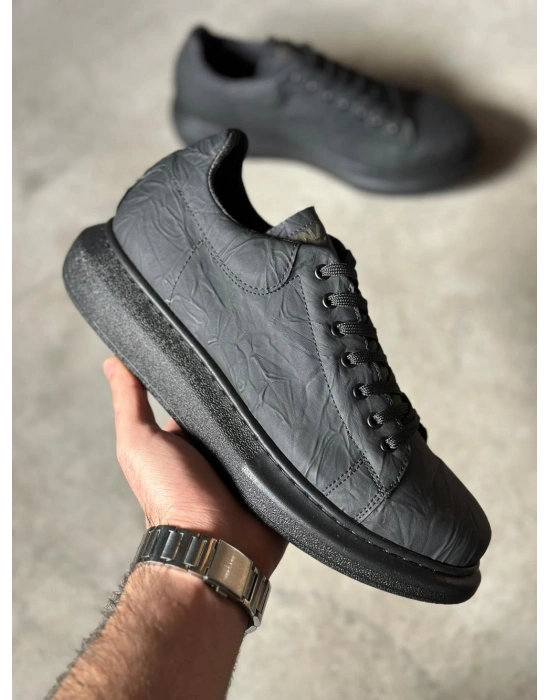 Knack Yüksek Taban Günlük Ayakkabı 044 Siyah Siyah Taban (Desenli)