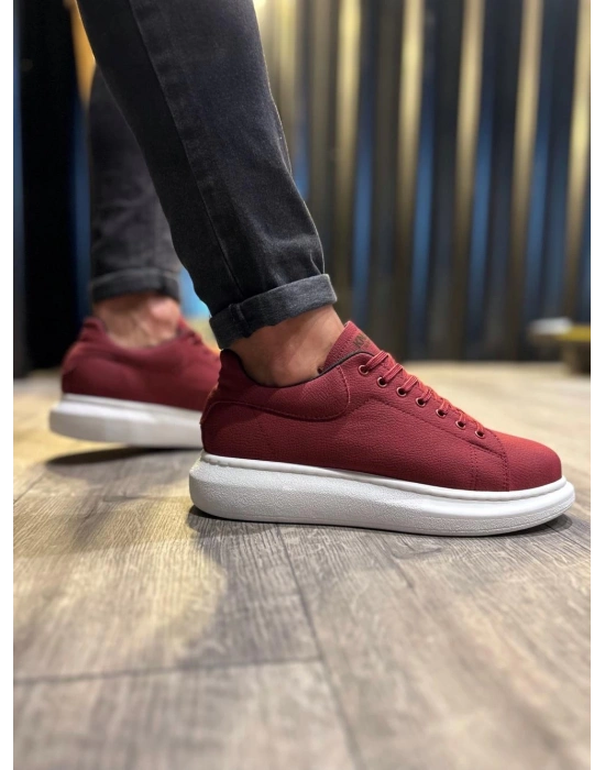 Knack Yüksek Taban 045 Bordo (beyaz Taban) Erkek Günlük Ayakkabı