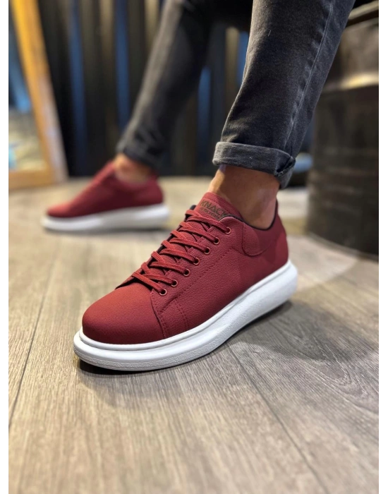 Knack Yüksek Taban 045 Bordo (beyaz Taban) Erkek Günlük Ayakkabı