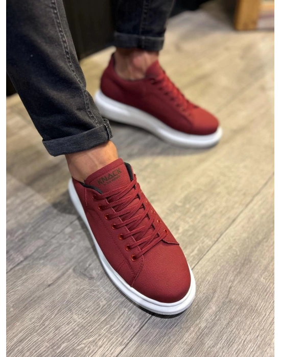 Knack Yüksek Taban 045 Bordo (beyaz Taban) Erkek Günlük Ayakkabı
