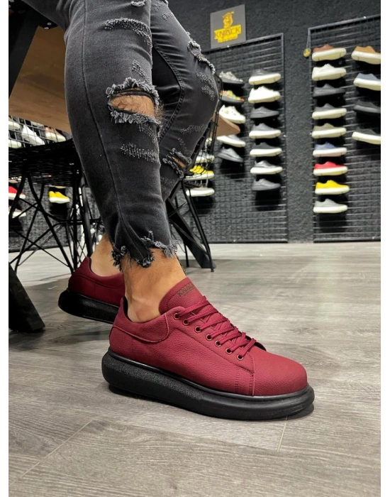 Knack Yüksek Taban 045 Bordo (siyah Taban) Erkek Günlük Ayakkabı