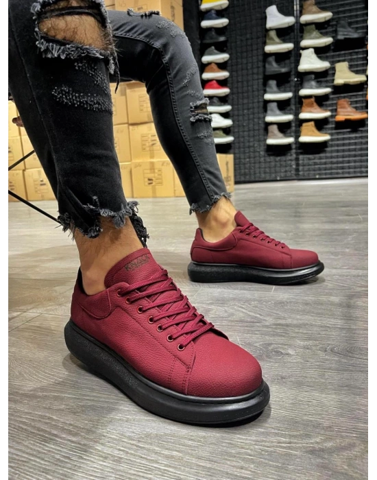 Knack Yüksek Taban 045 Bordo (siyah Taban) Erkek Günlük Ayakkabı