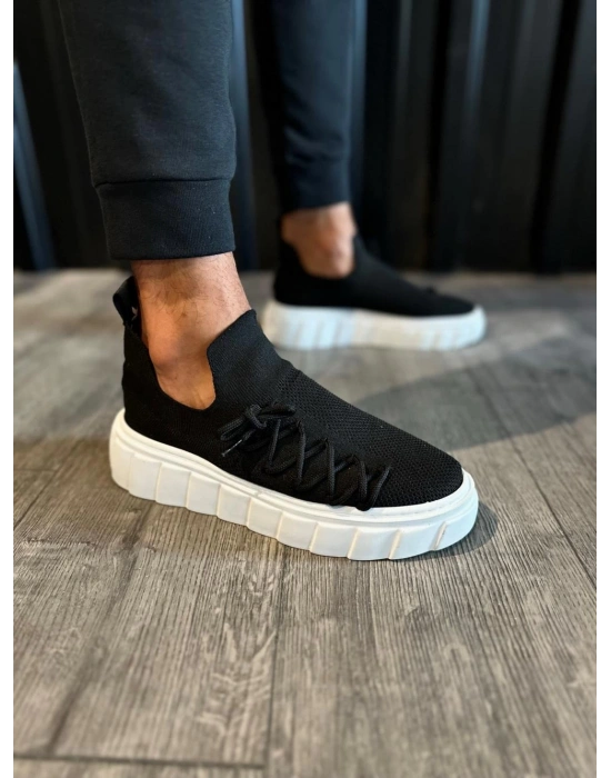 Knack Yüksek Taban 1025 Siyah (beyaz Taban) Erkek Günlük Ayakkabı