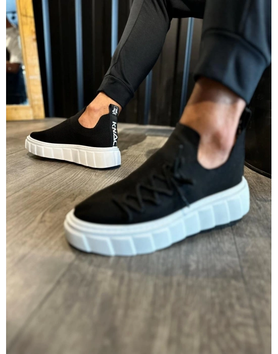 Knack Yüksek Taban 1025 Siyah (beyaz Taban) Erkek Günlük Ayakkabı