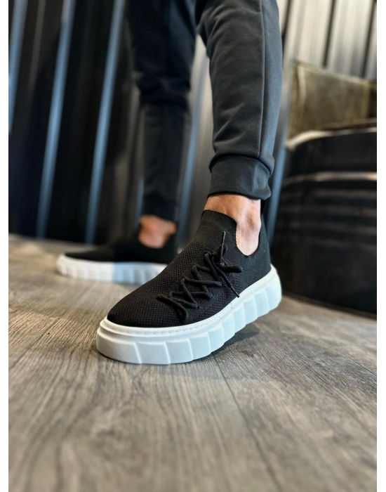 Knack Yüksek Taban Günlük Ayakkabı 1025 Siyah (Beyaz Taban)