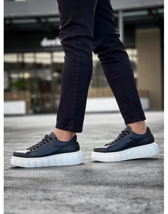 Knack Yüksek Taban Günlük Ayakkabı 144 Siyah (beyaz Taban) Erkek Günlük Ayakkabı