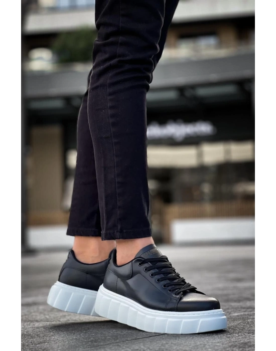 Knack Yüksek Taban Günlük Ayakkabı 144 Siyah (beyaz Taban) Erkek Günlük Ayakkabı