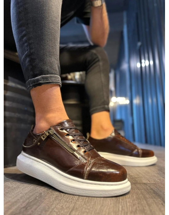 Knack Yüksek Taban 555 Parlak Kahverengi Erkek Günlük Ayakkabı