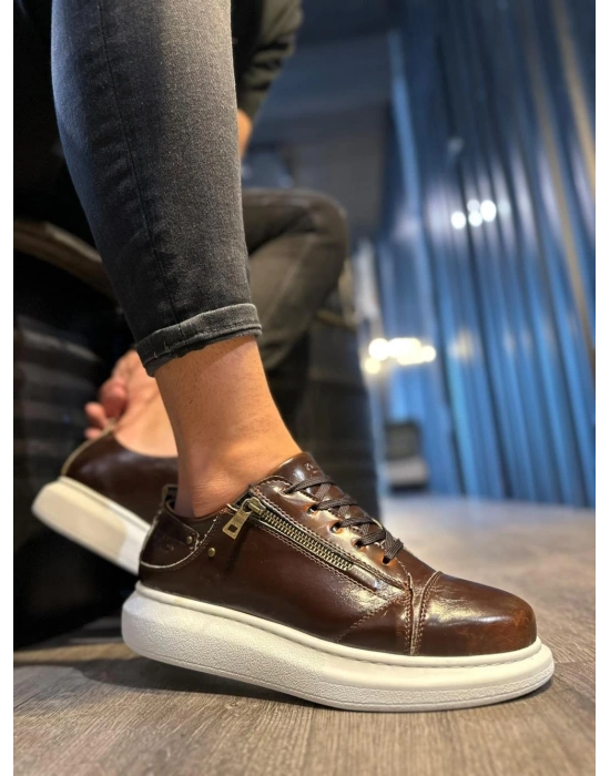 Knack Yüksek Taban 555 Parlak Kahverengi Erkek Günlük Ayakkabı