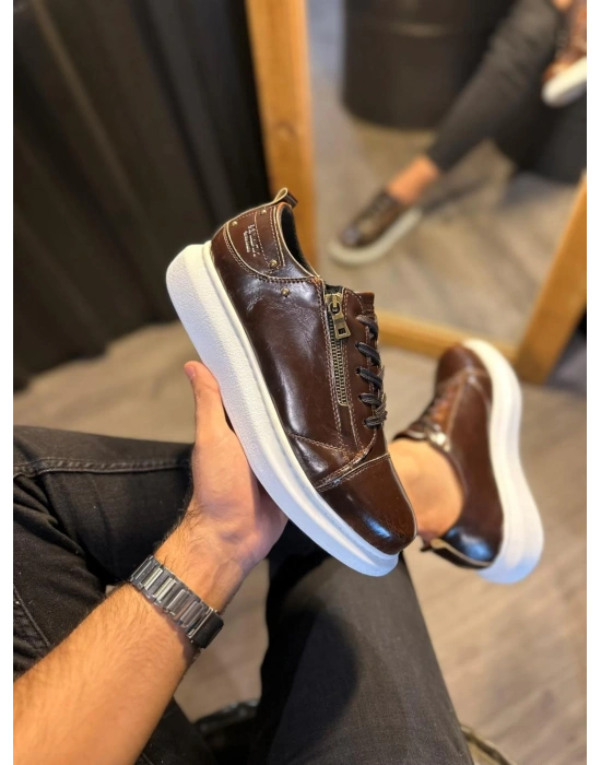 Knack Yüksek Taban 555 Parlak Kahverengi Erkek Günlük Ayakkabı