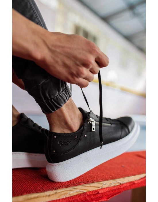 Knack Yüksek Taban Günlük Ayakkabı 555 Siyah (Beyaz Taban)