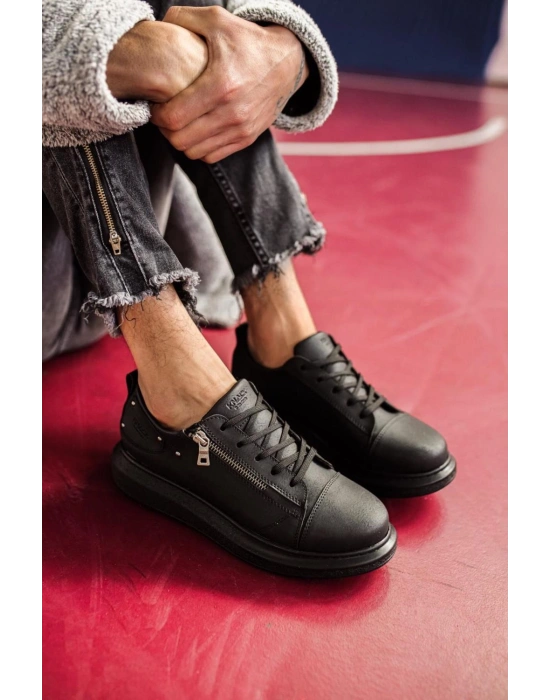 Knack Yüksek Taban Günlük Ayakkabı 555 Siyah (Siyah Taban)