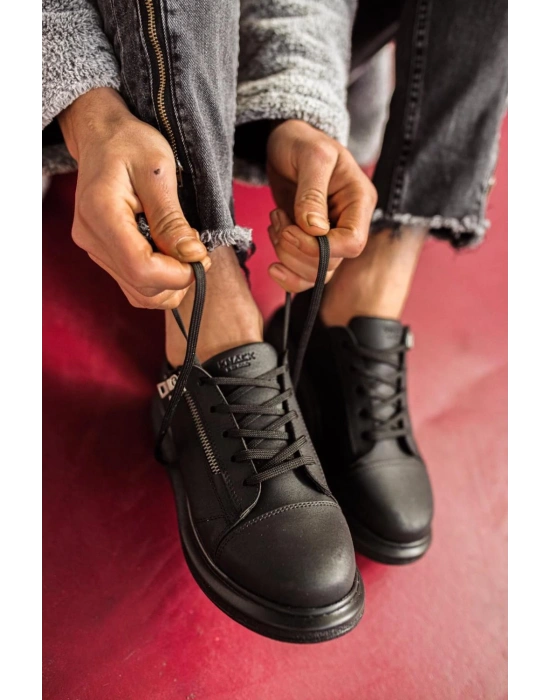 Knack Yüksek Taban Günlük Ayakkabı 555 Siyah (Siyah Taban)