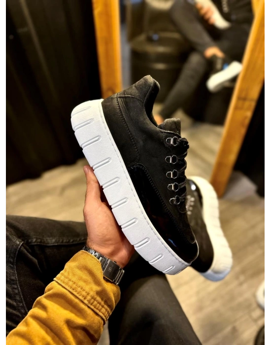 Knack Yüksek Taban Günlük Ayakkabı 600 Siyah (beyaz Taban) Erkek Günlük Ayakkabı