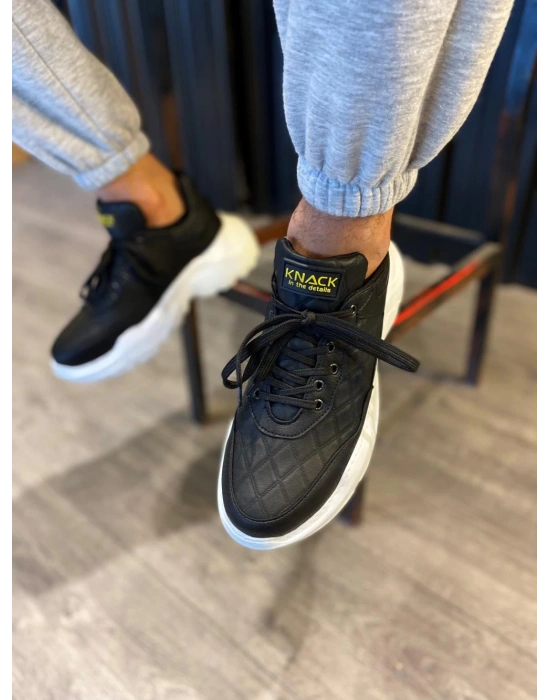 Knack Yüksek Taban N75 Kapitone Siyah (beyaz Taban) Erkek Günlük Ayakkabı