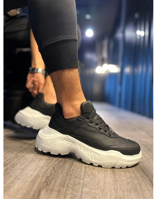 Knack Yüksek Taban Günlük Ayakkabı N75 Siyah (Beyaz Taban)