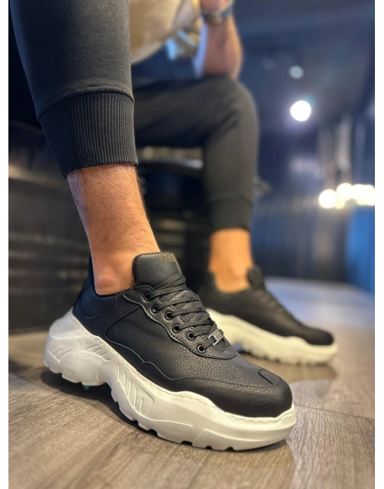 Knack Yüksek Taban Günlük Ayakkabı N75 Siyah (Beyaz Taban)