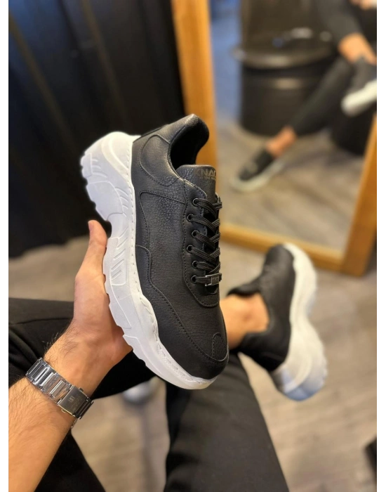 Knack Yüksek Taban Günlük Ayakkabı N75 Siyah (Beyaz Taban)