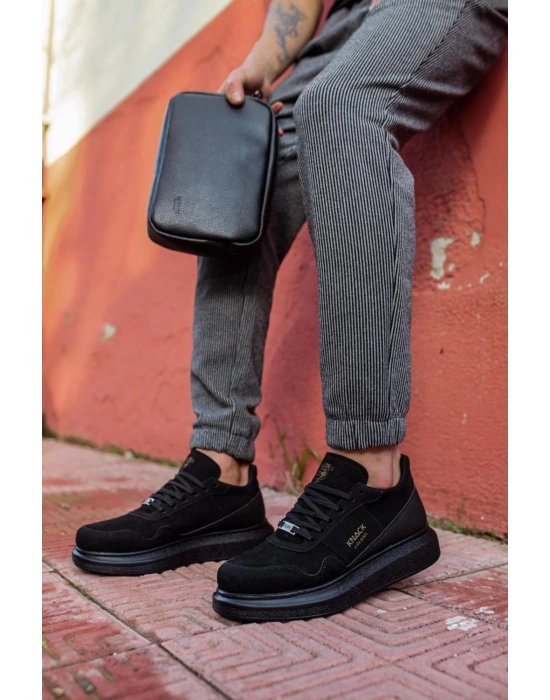 Knack Yüksek Taban Günlük Süet Ayakkabı 040 Siyah (siyah Taban) Erkek Günlük Ayakkabı