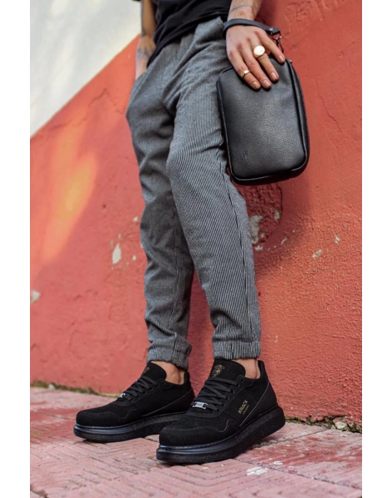 Knack Yüksek Taban Günlük Süet Ayakkabı 040 Siyah (siyah Taban) Erkek Günlük Ayakkabı