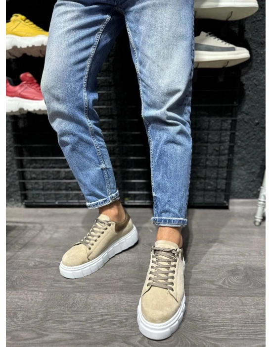 Knack Yüksek Taban Günlük Süet Ayakkabı 144 Vizon Süet Erkek Günlük Ayakkabı