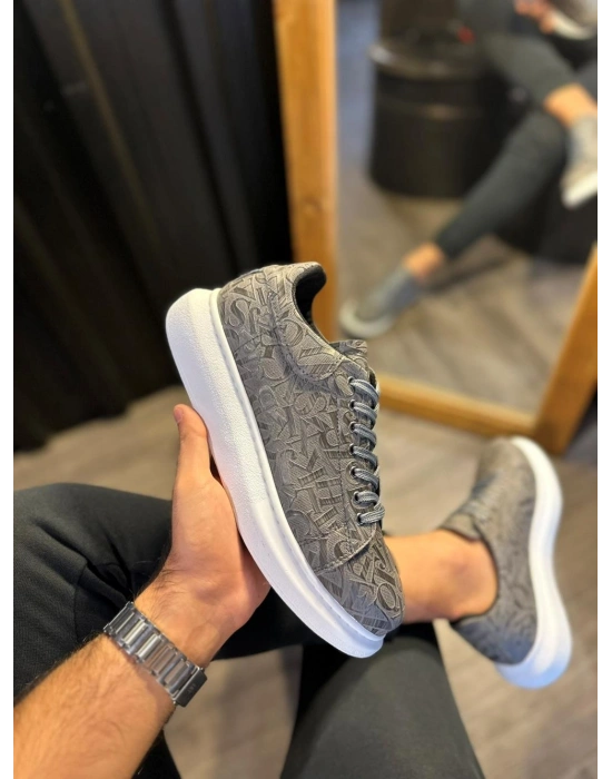 Knack Yüksek Taban Harf Desenli Günlük Ayakkabı 047 Gri