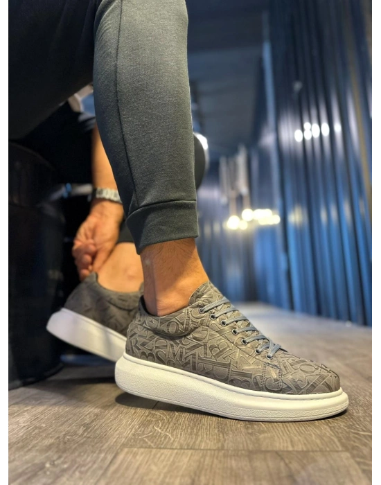 Knack Yüksek Taban Harf Desenli Günlük Ayakkabı 047 Gri